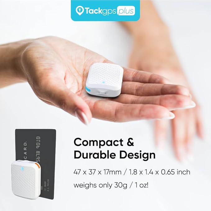 Tack GPS Plus [Lowest Monthly fee| 30 Days Battery Life| FCC Certified] - Child, Kids, Pet, Dog, Cat, Elderly, Alzheimer, Car, Vehicle, Bike, Tracking device. GPS + WiFi Positioning + Indoor Elevation