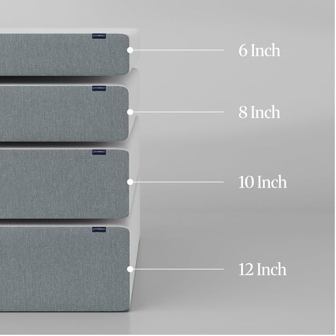 LIFEMENT Basic Twin Graphite Infused Memory Foam Mattress in a Box | Medium Firm Bed, Fiberglass Free, Certified Pressure Relief Foam, Cooling Comfort Sleep, 12 Inch