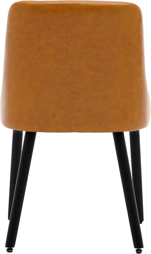 MINCETA Dining Chair,Morden Wood Leg Upholstered Kitchen Chair Set of 4,PU in Brown