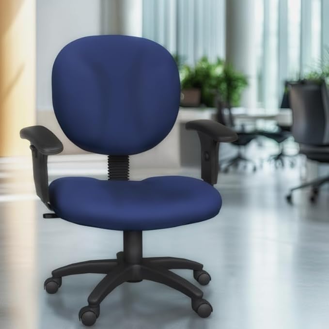Romig Comfort Series Swivel Fabric Computer Task Chair with Adjustable Arms - Navy Blue
