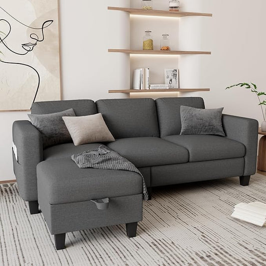 Sectional Couches for Living Room, 78" L Shaped Sofa 3 Seat Modern Couch with Storage Ottoman Convertible Couches for Small Space, Living Room, Bedroom, Apartment and Office