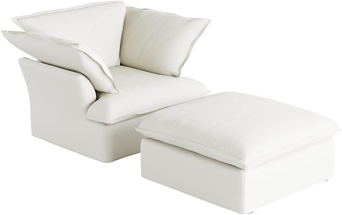 WJShome Modern Ottoman, Modular Sectional Sofa, Minimalist Wide Deep Seat Couches for Living Room Apartment Lounge Bedroom (White)