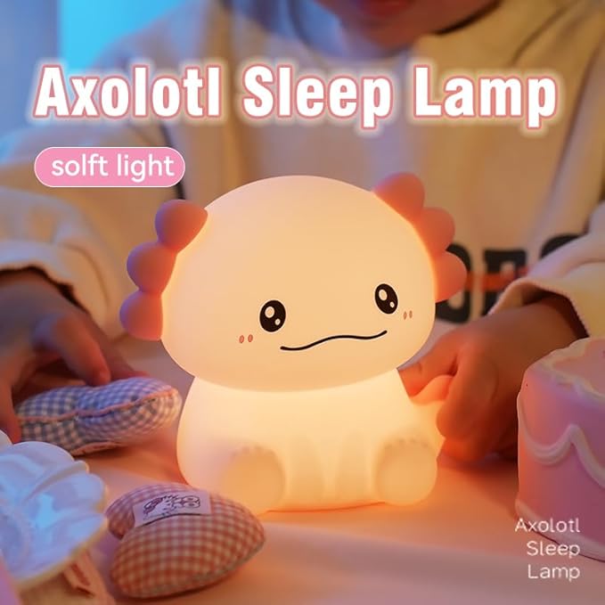 Axolotl Night Light for Adults Kids,Cute Axolotl lamp with 7 Colors Gifts Rechargeable Light Table Lamp Bedside Lamp,LED Animal Silicone Sleep Night Lamp Cute Room Decor Night Light for Girls Boys