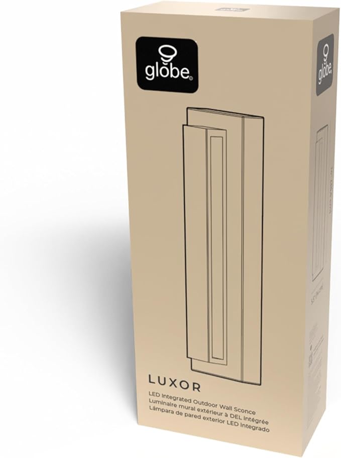 GLOBE Electric 60000172 15W LED Integrated Outdoor Wall Sconce, Matte Black, Frosted Acrylic, 600 Lumens, 2700 Kelvin, 90 CRI