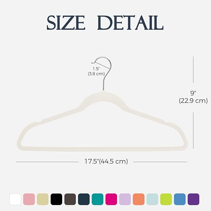 HOUSE DAY Ivory Velvet Hangers 40 Pack, Non Slip Clothes Felt Hanger Heavy Duty for Coat, Premium Slim Space Saving Suit Hangers for Closet Organizer, 360° Rotating Silver Hook