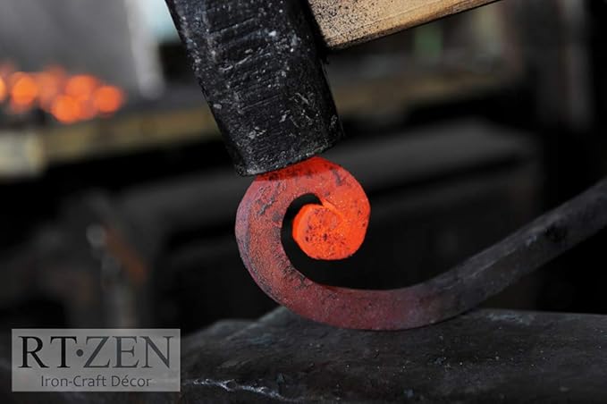 RTZEN Farmhouse Small Key Holder for Wall - Handcrafted Swirl Decorative 5 Key Hooks for Home Entryway - Wrought Iron Wall Mount Rack Purse Coat and Leash Holder or Organizer (Infinity Black)