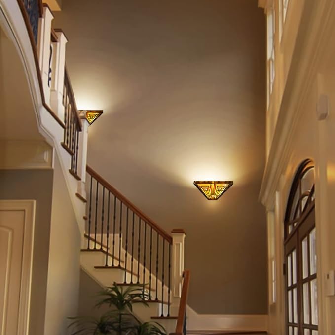 Capulina Amber Brown Series Tiffany Torchiere Floor Lamp Wall Sconces Decor for Living Room Bedroom Study Room