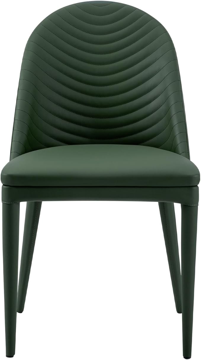 Dining Chairs Set of 2, Modern Full Assembled Faux Leather Kitchen Chairs Upholstered Side Chair with Backrests, Dinner Chairs for Kitchen Dinning Room, Jade Green