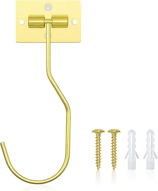 Banana Hanger Hook – Space Saving Banana Holder Hanger to Keep Bananas Fresh, Self Adhesive and Screw Banana Hook 1Pack Gold