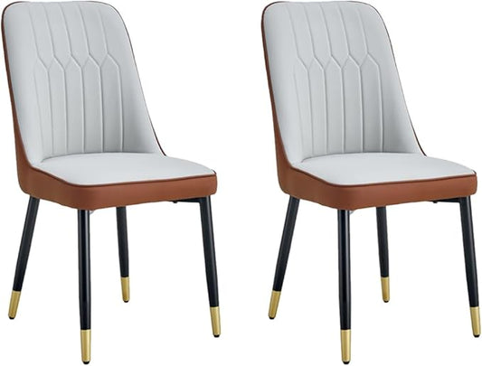 Dining Chairs Set of 2，Modern Dining Chairs, Equipped with PU Leather Backrest Cushions and Black Metal Legs, Suitable for Restaurants, Kitchens, and Bedrooms Dining Room Chairs