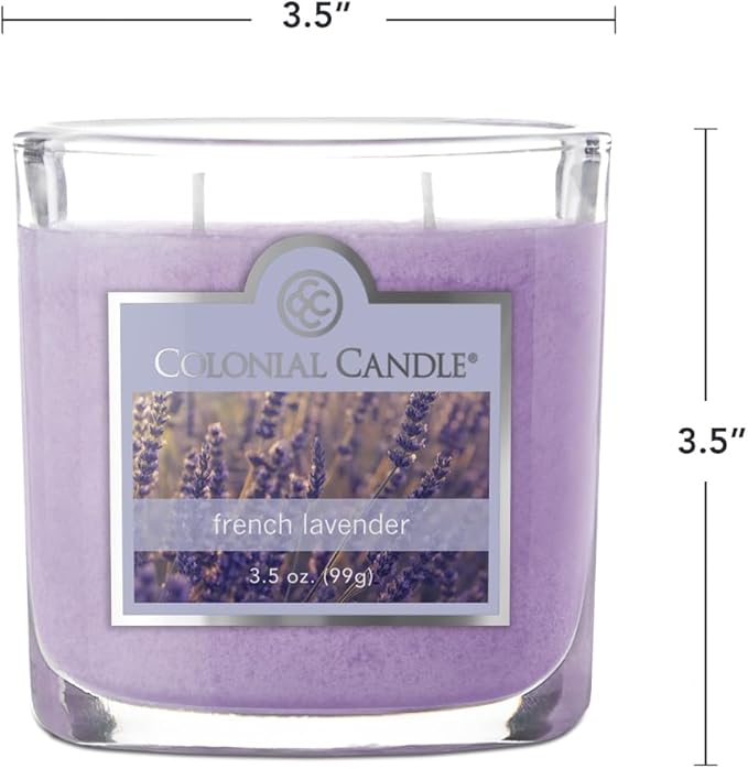 Colonial Candle French Lavender Scented Jar Candle, 2 Wick, 3.5 oz, Mottled Wax Candle