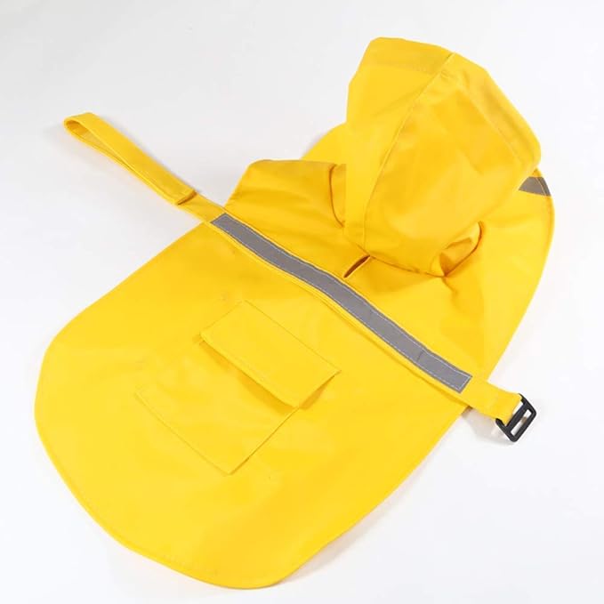 HAPEE Dog Raincoats with Reflective Strip Hoodie,Poncho Jacket for Large Dogs (A1-Yellow, 24B (Back Length 24"))