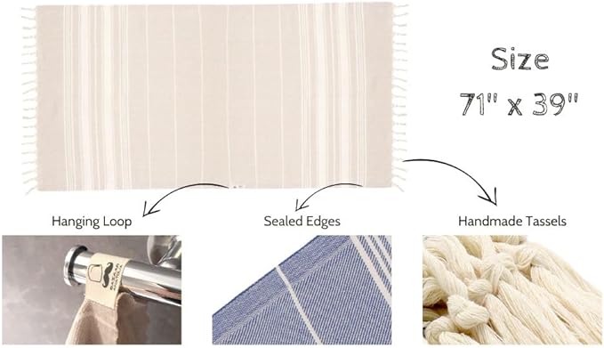 Bazaar Anatolia Turkish Beach Towel – 100% Cotton, Quick Dry, Sand Free Towel for Bathroom, Camping, Travel – Oversized 71x39 Inches – Stripe Pink