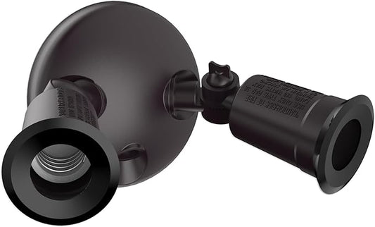 Two Head Par Light Holder with Dusk to Dawn Photocell UL Listed Outdoor Flood Light For Safety & Security 120V Twin Par Holder Use 2 PAR38 Bulbs up to 150W Each (Bulb sold separately) 1 Pack Bronze