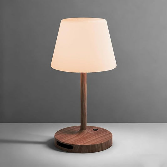 Outdoor Waterproof Shower Lamp, 5200mAh Cordless Rechargeable Table Lamp with Touch Dimming, IP65 Wireless LED Night Light for Patio, Camping, Bathroom, Restaurant & Kitchen (Dark Walnut)