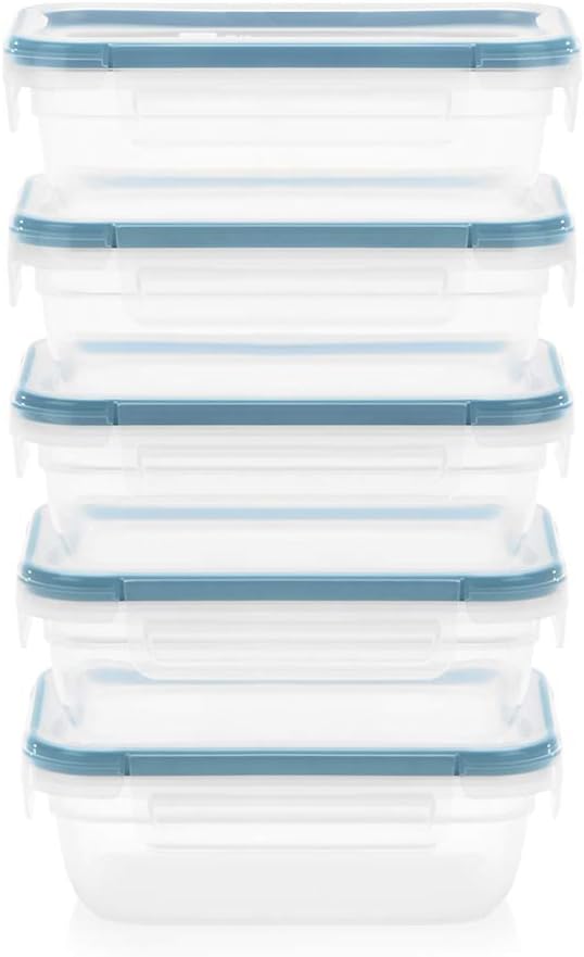 Snapware Total Solutions (5-Pack, 3 Cup) Plastic Food Storage Containers Set, Airtight & Leakproof Locking BPA-Free Lids Tupperware, Freezer Dishwasher Microwave Safe