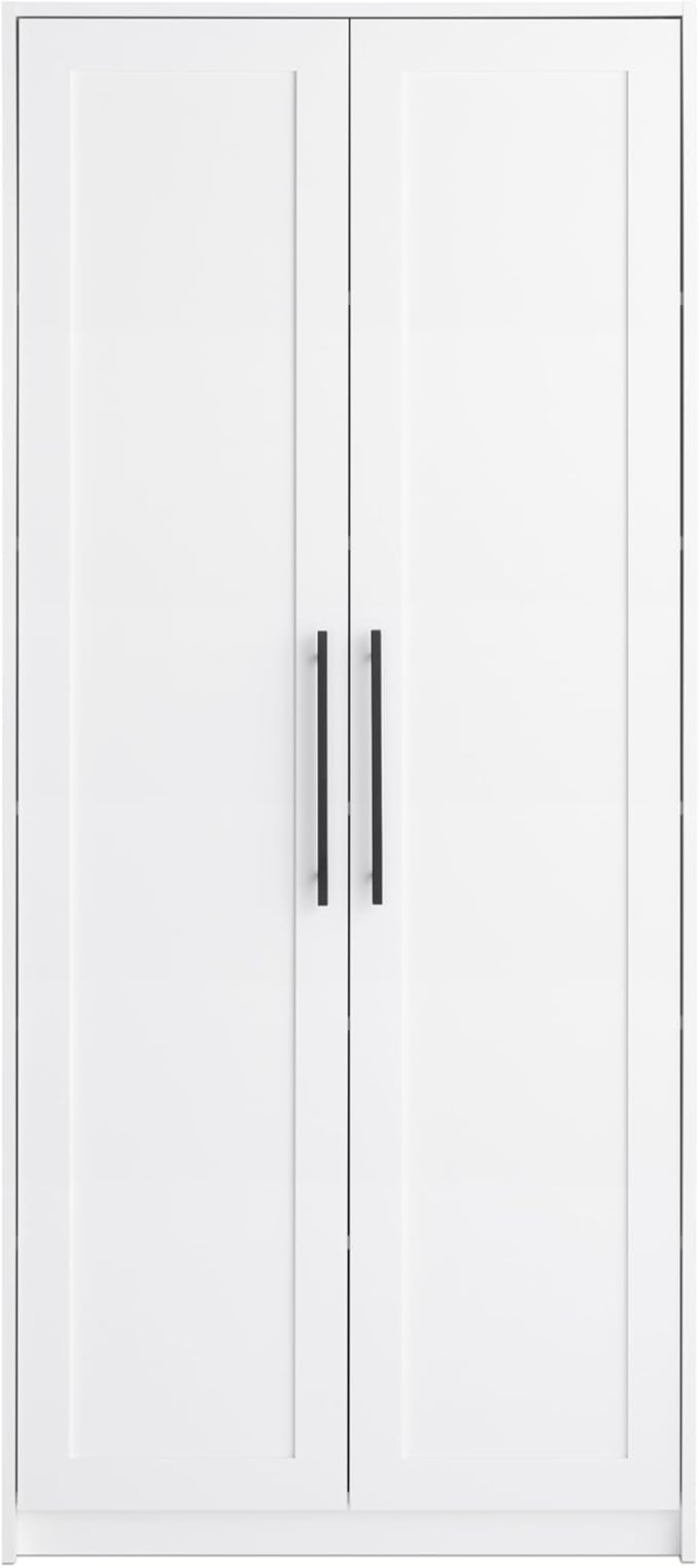 Prepac Elite Premium Home Storage Cabinet with Doors and Shelves, White Storage Cabinet with 5 Shelves for Kitchen, Bathroom 16" D x 32" W x 72" H