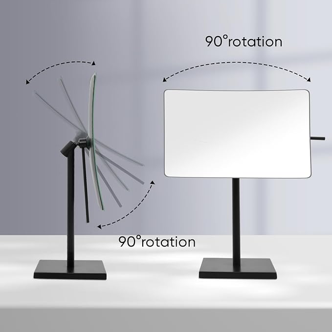 DOWRY 5X Tabletop Magnifying Makeup Mirror Adjustable Rectangular Vanity Mirror for Bedroom 304 Stainless Steel Gifts for Women Wife Mom Teengirls Matte Black