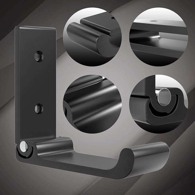 6Pcs 3'' Folding Coat Hooks Black Foldable Hooks Aluminum Alloy Wall Hooks Headphones Holder Wall Mounted with 12pcs Screws Set for Hanging Coats, Bags, Hat, Towel, Keys