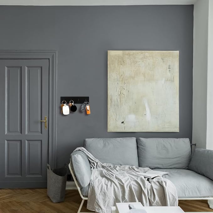 Picowe Key Holder for Wall Decorative, Adhesive Stainless Steel Key Hooks, Key Hanger Key Organizer for Wall, Towel Hook Coat Hanger for Entryway Hallway Kitchen(Four Rows,Black 1PCS)