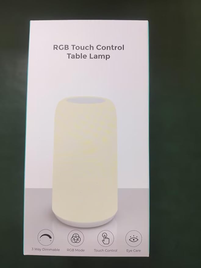 Touch Bedside Table Lamp, [Sleek Design & RGB Mode] 3 Way Dimmable Small Lamp for Bedroom, LED Lamp with Warm White Lights, Multi-Color Smart Nightstand Lamp for for Living Room Home Gifts