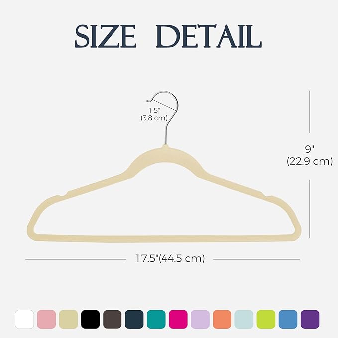 HOUSE DAY Beige Velvet Hangers 40 Pack, Non Slip Clothes Felt Hanger Heavy Duty for Coat, Premium Slim Space Saving Suit Hangers for Closet Organizer, 360° Rotating Silver Hook