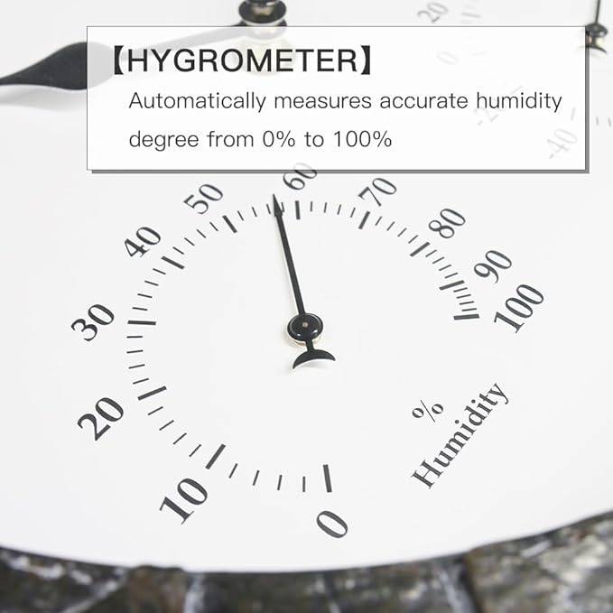 BESTIME CC-941 14-Inch Plastic Clock Slate Grain Color.Thermometer,Hygrometer.Indoor,Outdoor,Weatherproof,Weather Resistant,Ideal,Garden,Farmhouse.