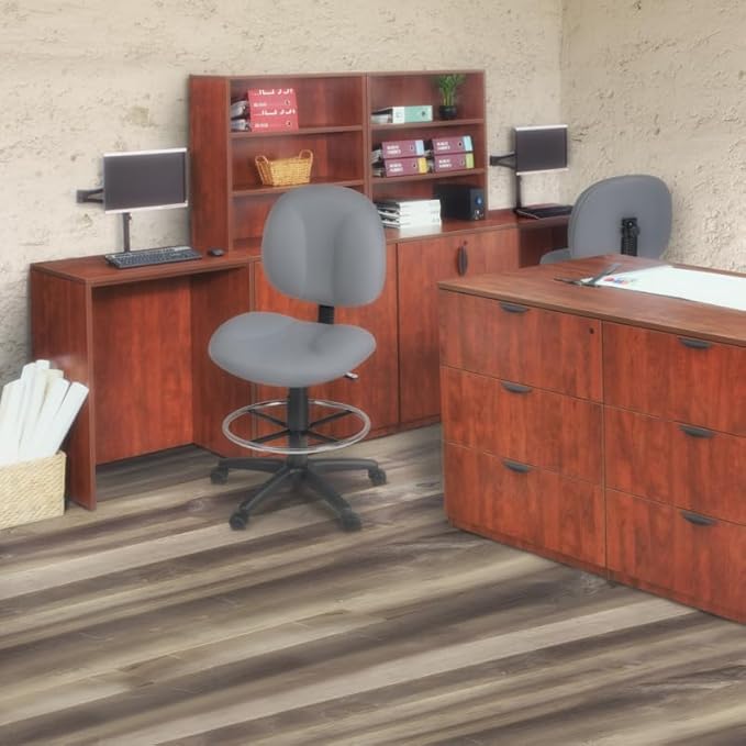 Romig Comfort Series Swivel Fabric Computer Task Chair with Drafting Kit - Grey