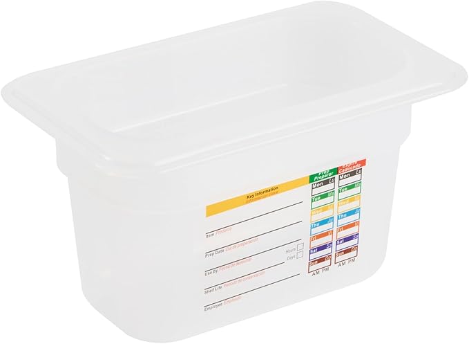 Restaurantware Food Pans Pack of 10 Plastic Rectangle Food Containers 1/9 Size with Traceability Label, Storage Containers Dishwashable Hot Cold Friendly for Restaurants Buffet Commercial Use