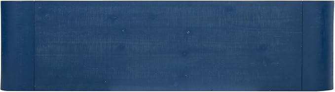 Unique Retro Curved Sideboard with 4 Handwoven Wood Slat Doors, Solid Wood Veneer Accent Entryway Console Table Storage Cabinet for Hallway Living Room Dining Room (Navy Blue-V)