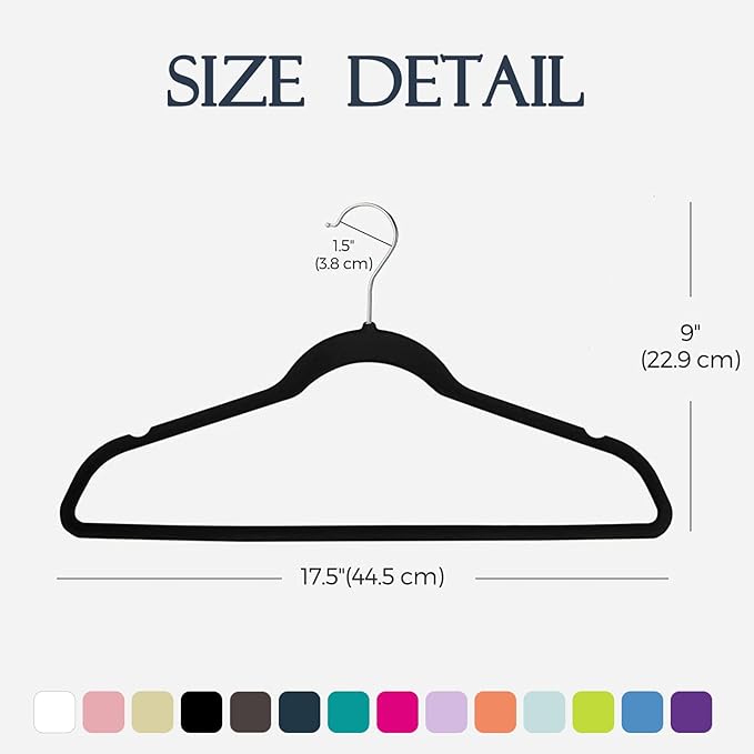 HOUSE DAY Black Velvet Hangers 40 Pack, Non Slip Clothes Felt Hanger Heavy Duty for Coat, Premium Slim Space Saving Suit Hangers for Closet Organizer, 360° Rotating Silver Hook