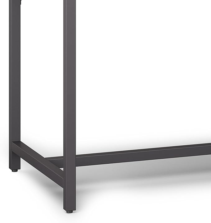 SIMPLIHOME Banting Desk - 72-Inch Wide Solid Hardwood and Metal Writing Desk in Distressed Grey, Modern Industrial Home Office Computer Table for Study with 2 Drawers and Flip-Down Keyboard Tray