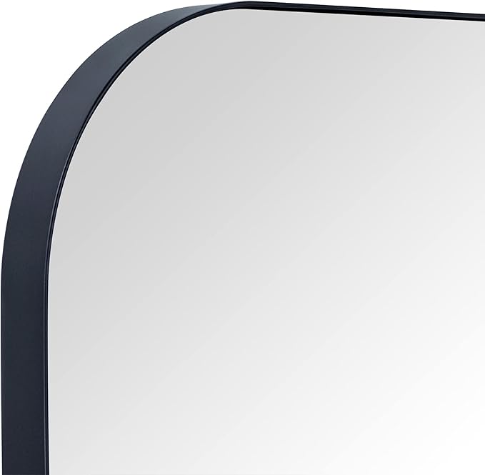 32x40'' Large Matt Black Arched Mantel Mirror Arch Rounded Corner Mirror for Bathroom, Living Room or Powder Room