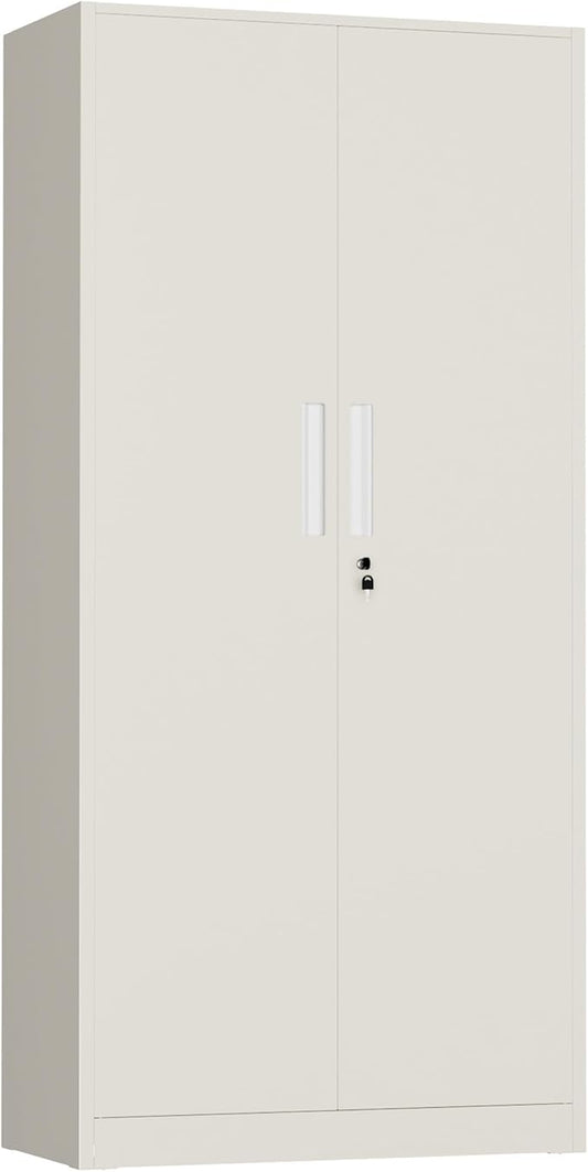 INTERGREAT Metal Storage Cabinet, 72" H Lockable Steel Cabinets with Locking Doors, Storage Locker with Adjustable Shelves for Office, Home, Garage, Gym, School (Warm Grey)