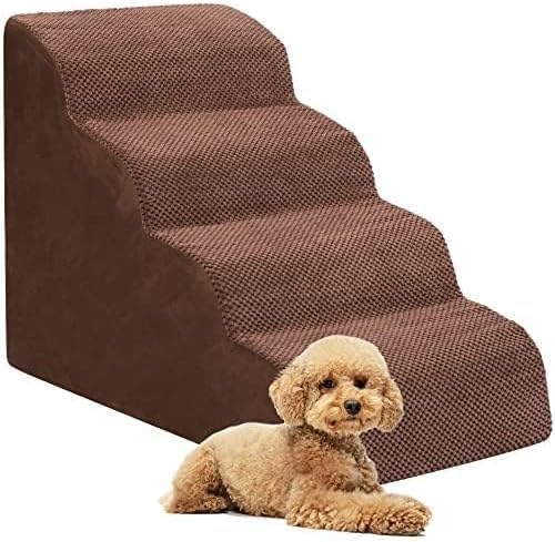 Dog Stairs for Small Dogs, High Density Foam Dog Ramp, Extra Wide Non-Slip Pet Steps for High Beds Or Couch, Soft Foam Doggie Ladder for Dogs Injured, Older Pets, Small Cats