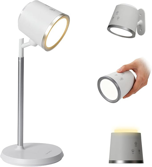 Rechargeable Desk Lamp, Magnetic Wall Mount LED Light, Dimmable Table Lamp with Adjustable Brightness & 3 Color Modes for Reading, Work, Bedroom, Hallway