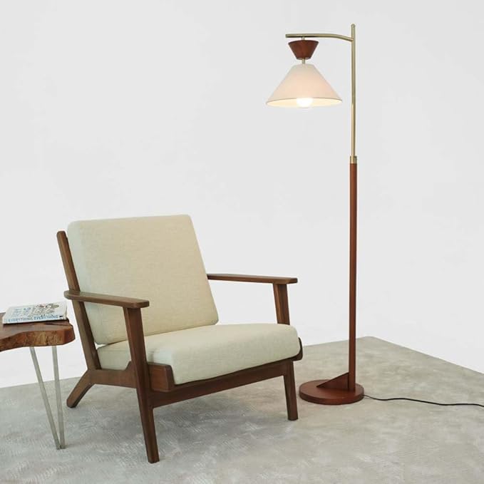 Floor Lamp with Foot Switch, Modern Standing Lamp with Linen Shade, Tall Reading Lamp for Living Room,Bedroom,Office,Study Room