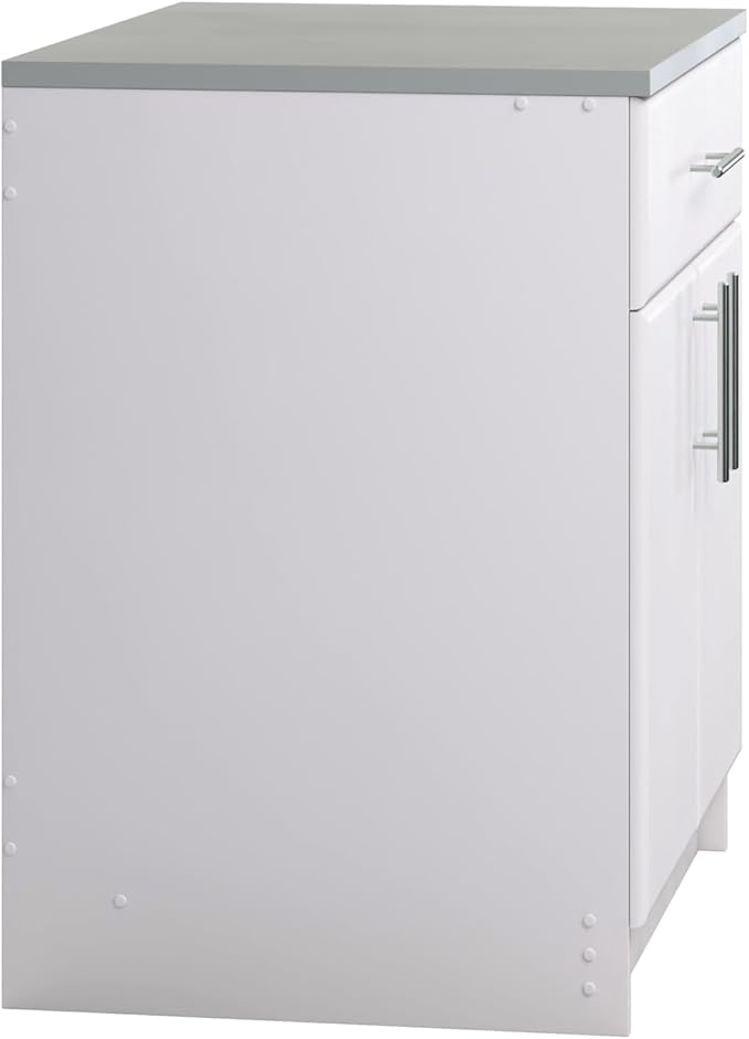 Prepac Elite 36" Tall Storage Cabinet with Doors and Shelves, Multipurpose Garage Cabinet with Large Drawer and Adjustable Shelf, Open Back Storage Furniture for Kitchen, Laundry Room, Garage, White