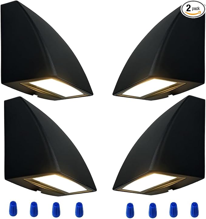 Arrownine Landscape Lighting Low Voltage Deck Lights 5W 12-24V,Outdoor Waterproof Fence Post Lights for Patio Stairs Yard Railing Wall Light Warm White Black Color 4 Packs