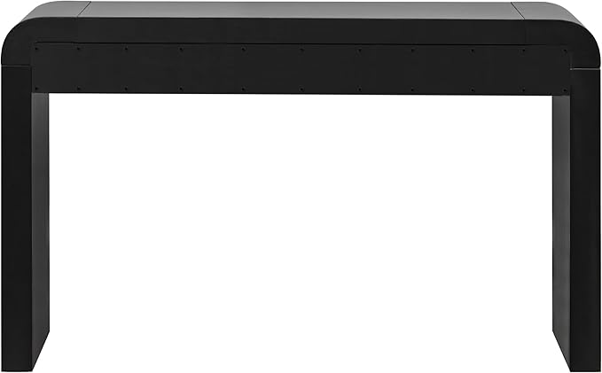Farmhouse Modern Curved Console Table 54.3-Inch Sofa Entry Table Fluted Accent Tables with Storage Drawers for Living Room Entryway Hallway Furniture, Black