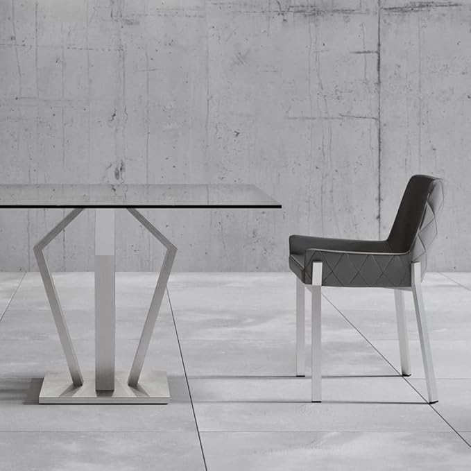 ZURI Sydney Gray Leatherette Dining Chair with Brushed Stainless Steel Legs