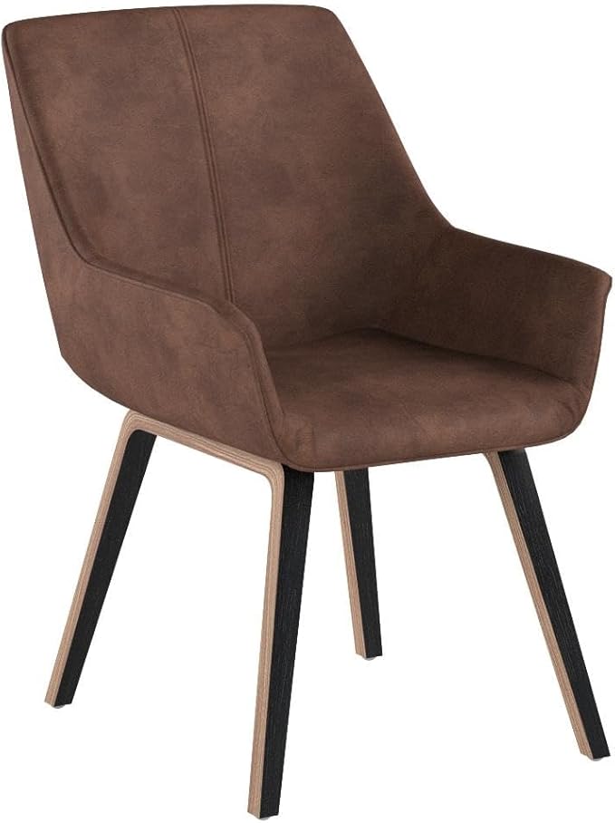 PU Leather Living Room Chairs with Arms Mid Modern Dining Chairs Set of 4 & 2 & 6 Kitchen & Dining Room Chairs Upholstered Accent Chairs Set of 2 (Brown, 2)