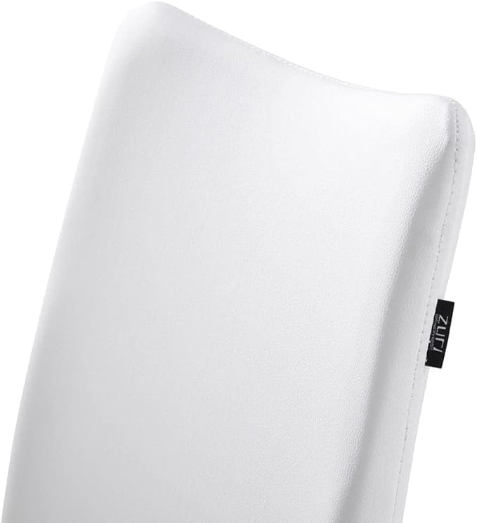 ZURI Modern Jordan Dining Chair in White Leatherette and Brushed Stainless Steel Base