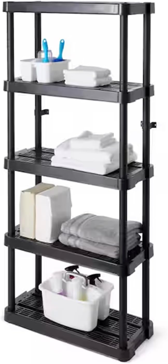 Gracious Living 5 Shelf 6' x 32" x 14" Adjustable Ventilated Medium Duty Shelving Unit Organizer System for Home