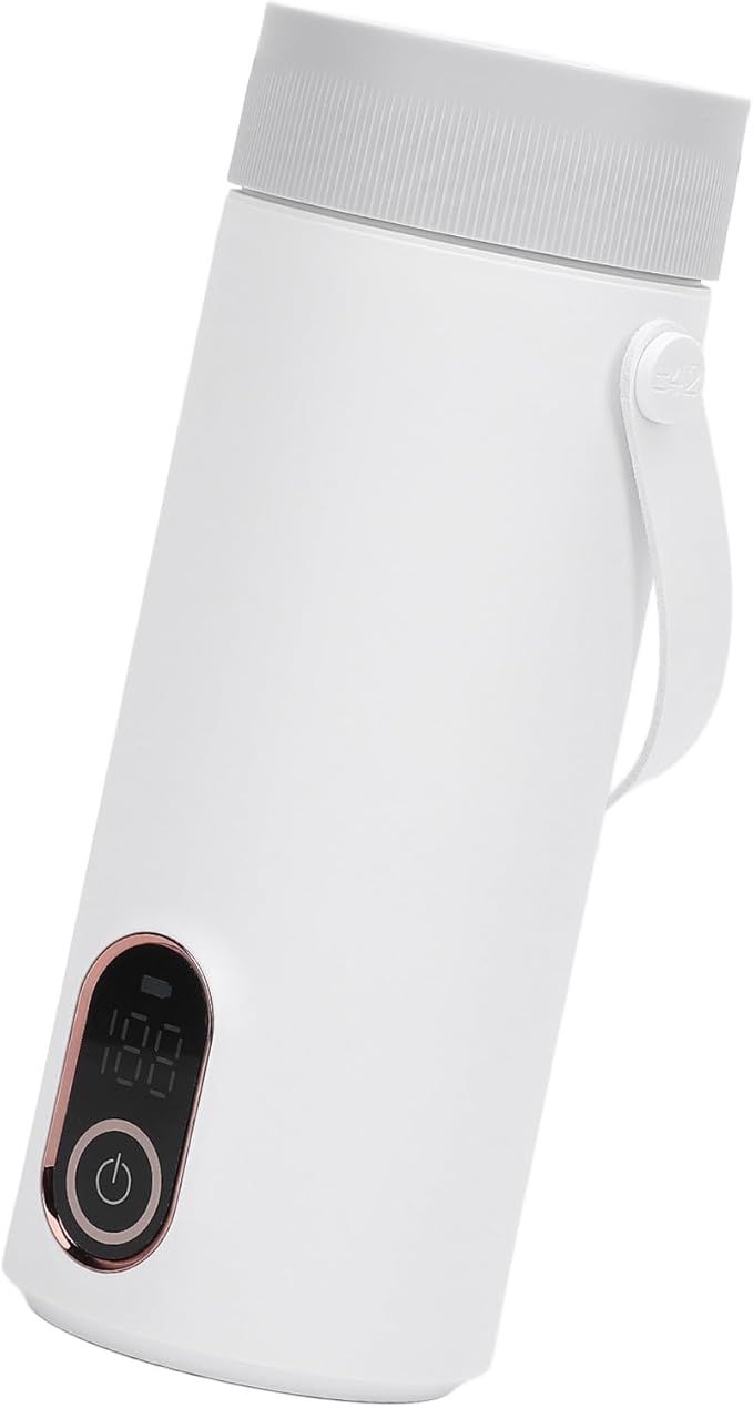 Small Electric Tea Kettle, Rechargeable Portable 304 Stainless Steel Travel Hot Water Boiler with 4 Temperature Settings, Cordless Use for Coffee Tea Milk, No BPA, No Odor, Long