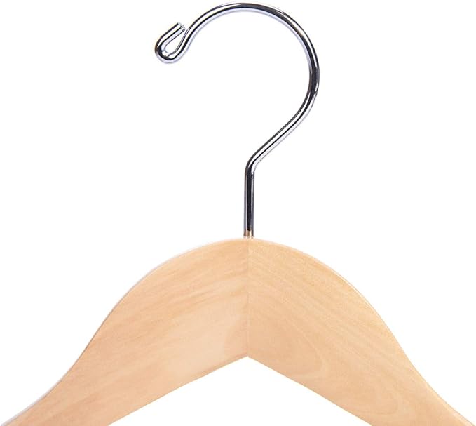 Nature Smile Wooden Suit Coat Hangers 16 inch Wood Jacket Outerwear Shirt Hangers Anti Slip Bar with Screw 6 Pack (Natural)