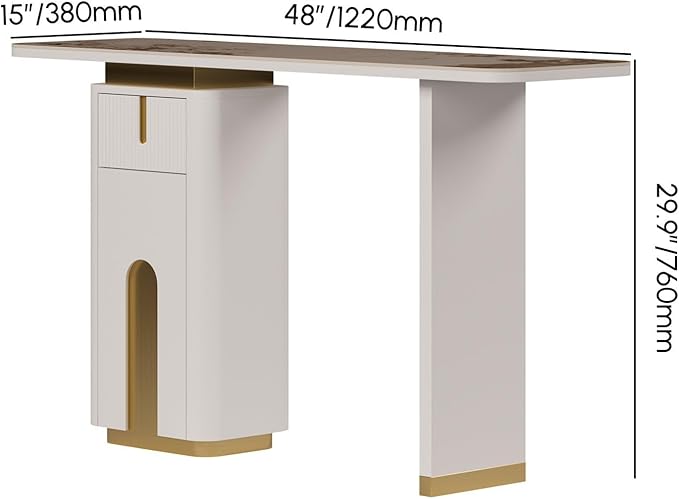 homary Artus 48" Modern Sintered Stone Console Table with Hidden Storage & Shelves, Fluted Entryway Table for Hallway or Living Room