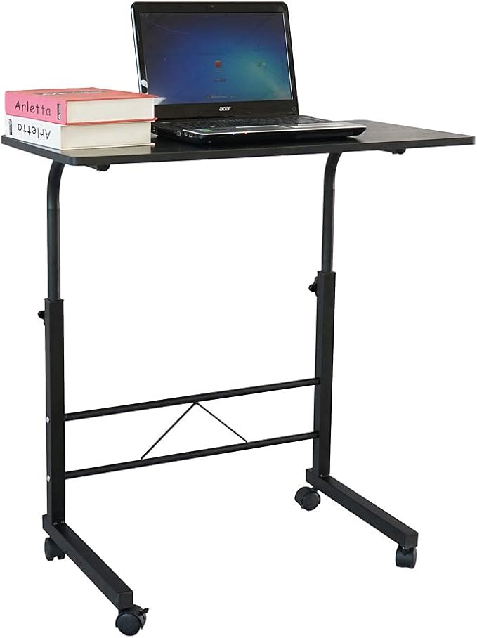 Karl home Side Table Mobile Standing Computer Desk Adjustable Height Portable Laptop Table, TV Tray Computer Workstation Sofa Bed for Home Office,Desktop 31.50" L x 18.11" W, Black