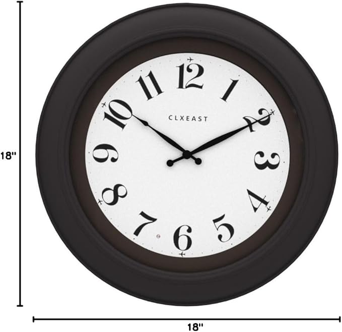 CLXEAST 18 Inch Large Illuminated Wall Clock with AI Smart Night Light Sensor,Modern Farmhouse Wall Clocks for Living Room,Bedroom,Bathroom, Kitchen, Home Office,Oil Rubbed Bronze Black