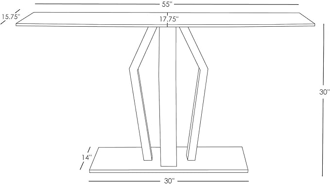 Modern Tempered Glass Aiden Console Table with Brushed Stainless Steel Base